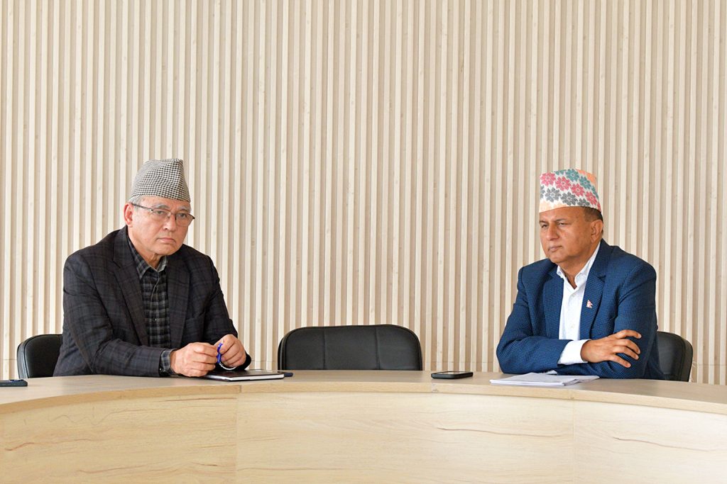 Ram-Bahadur-Thapa-Badal-and-Shankar-Pokharel-UML-Sachibalaya-Meeting-2-Chaitra-